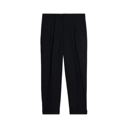 Pleated Turn-Up Brim Trousers