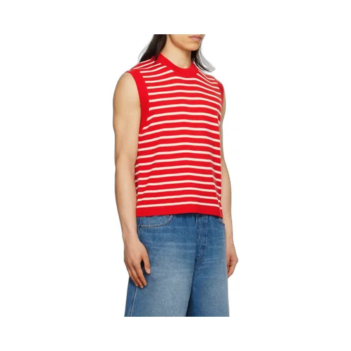 Striped Sleeveless Knit Vest