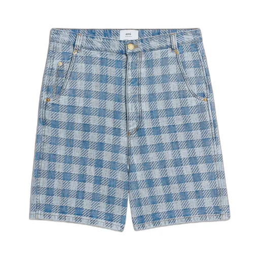 Alex Checkered Denim Shorts