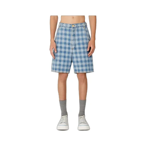 Alex Checkered Denim Shorts