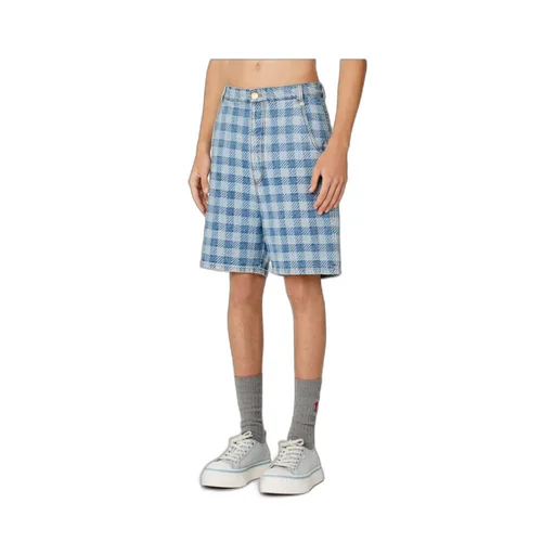 Alex Checkered Denim Shorts