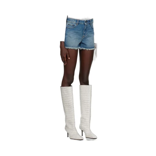 Mid-Rise Frayed Denim Mini Shorts