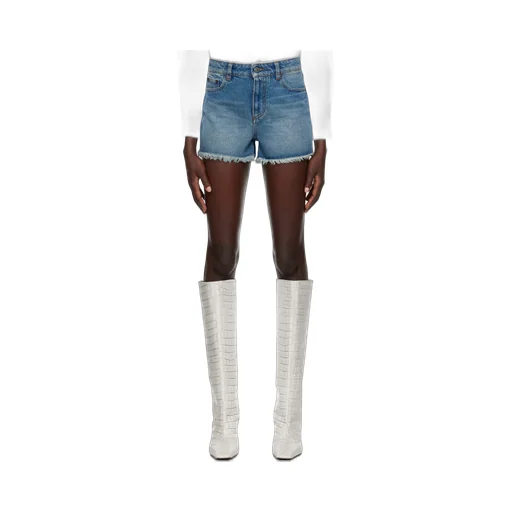 Mid-Rise Frayed Denim Mini Shorts