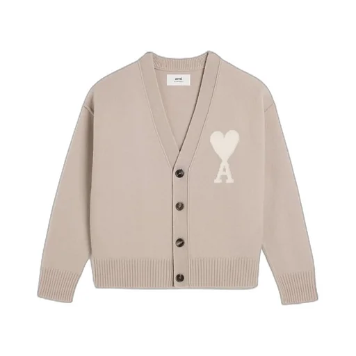 Ami De Coeur Logo Intarsia-Knit Cardigan