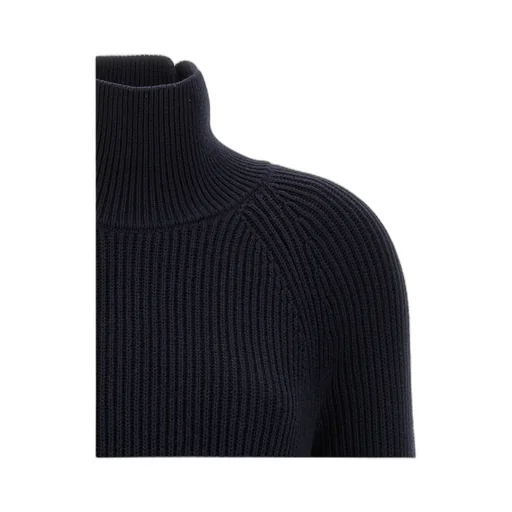 Logo Patch Ribbed Turtleneck Sweater