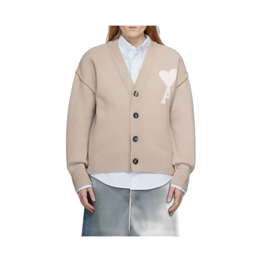 Ami De Coeur Logo Intarsia-Knit Cardigan