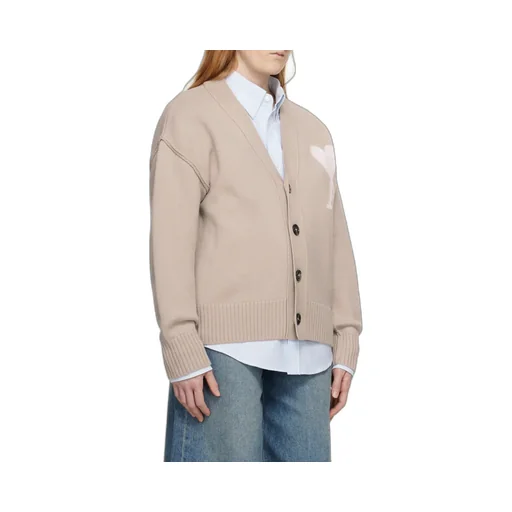 Ami De Coeur Logo Intarsia-Knit Cardigan