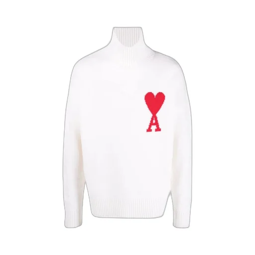 Ami De Coeur Roll Neck Heart Motif Embroidered Jumper