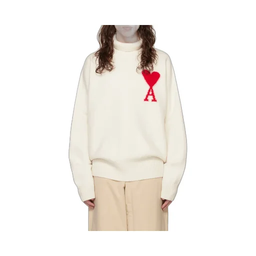 Ami De Coeur Roll Neck Heart Motif Embroidered Jumper