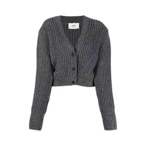 Cropped Ribbed-Knit Cardigan