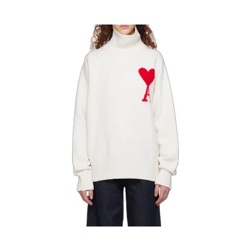 Ami De Coeur Roll Neck Heart Motif Embroidered Jumper