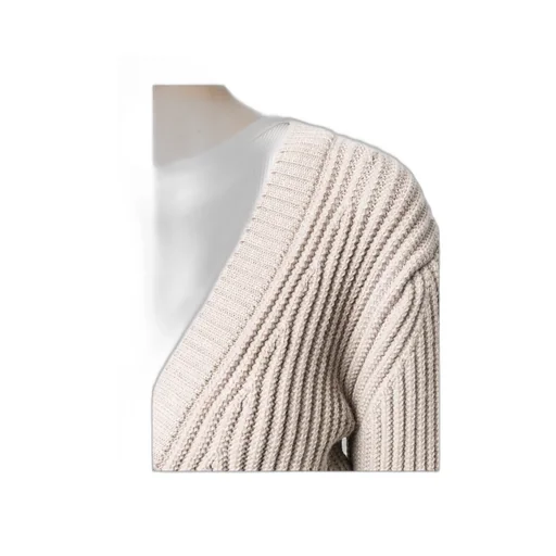 Cropped Ribbed-Knit Cardigan