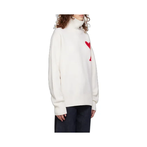 Ami De Coeur Roll Neck Heart Motif Embroidered Jumper