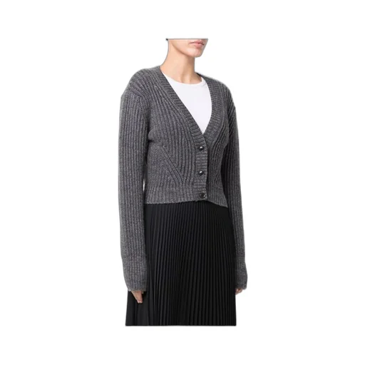Cropped Ribbed-Knit Cardigan