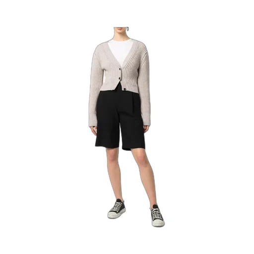 Cropped Ribbed-Knit Cardigan