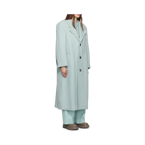 Single-Breasted Long-Sleeved Ribbed Coat