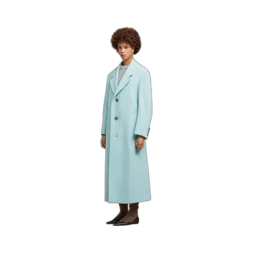 Single-Breasted Long-Sleeved Ribbed Coat
