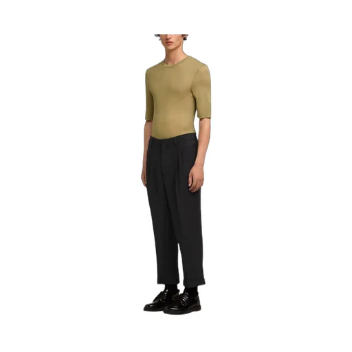 Pleat-Detailed Turn-Up Cuffs Tailored Trousers