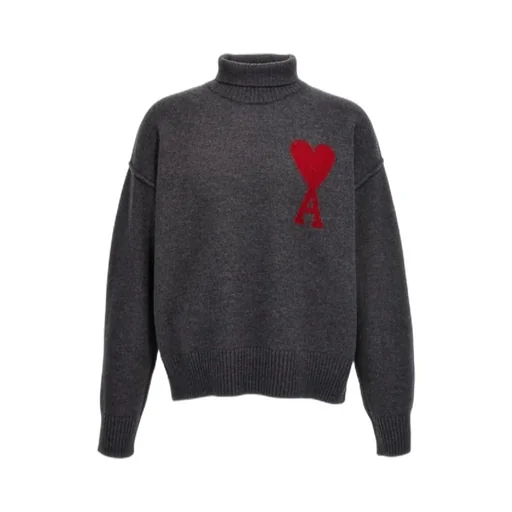 Ami De Coeur Logo Intarsia Knitted Roll-Neck Jumper