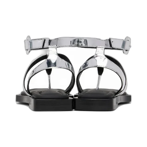 Metallic-Effect Flat Sandals
