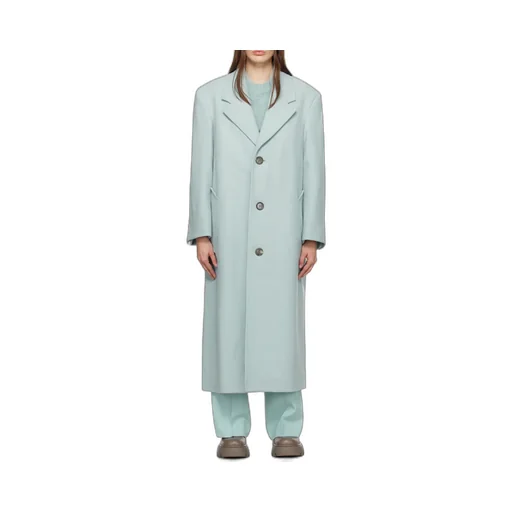 Single-Breasted Long-Sleeved Ribbed Coat