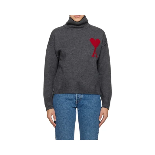 Ami De Coeur Logo Intarsia Knitted Roll-Neck Jumper