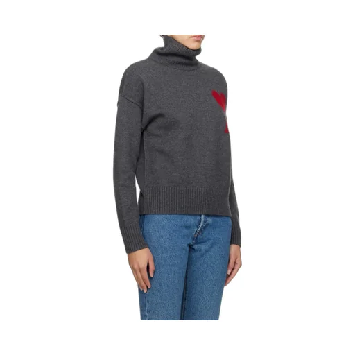 Ami De Coeur Logo Intarsia Knitted Roll-Neck Jumper