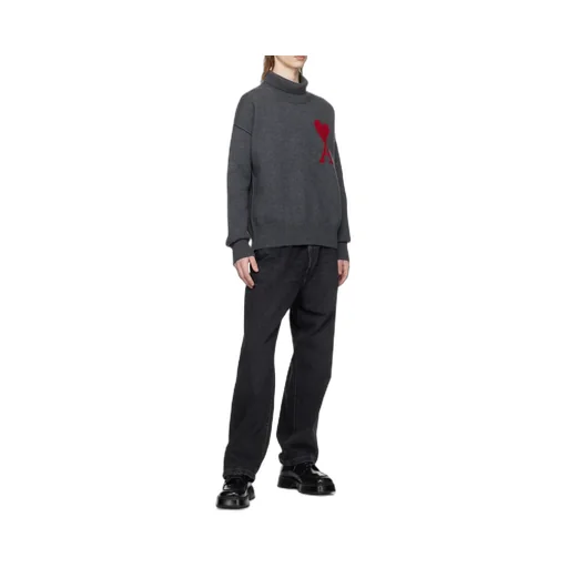 Ami De Coeur Logo Intarsia Knitted Roll-Neck Jumper