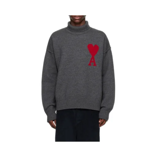 Ami De Coeur Logo Intarsia Knitted Roll-Neck Jumper