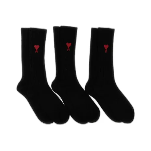 Logo Embroidered Ribbed 3-Pack Socks