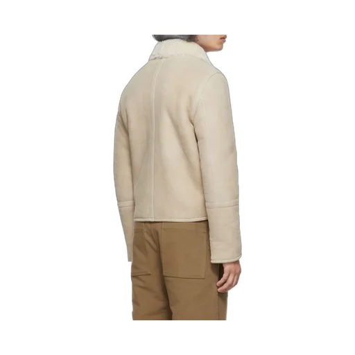 Shearling-Collar Suede Jacket