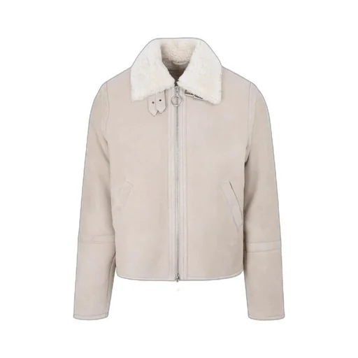 Shearling-Collar Suede Jacket