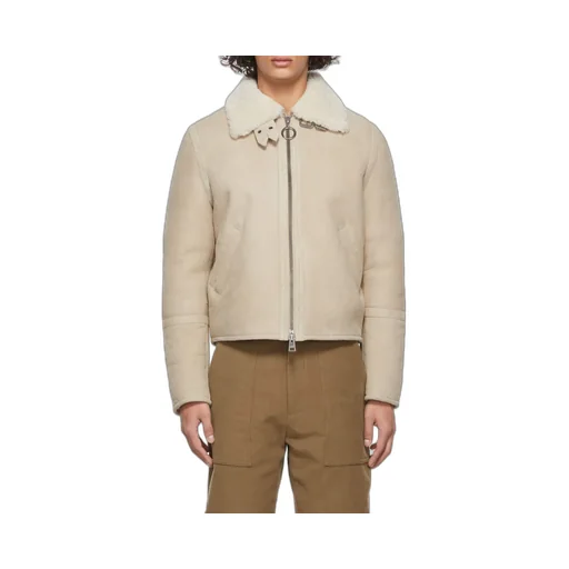 Shearling-Collar Suede Jacket