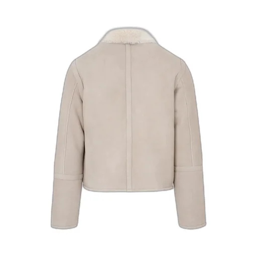 Shearling-Collar Suede Jacket