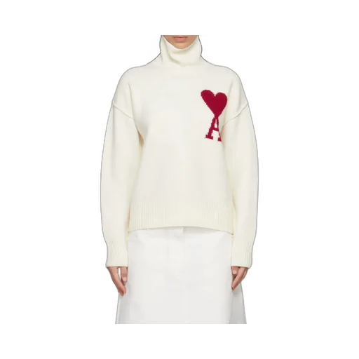Ami De Coeur Logo Intarsia Knitted Roll-Neck Jumper