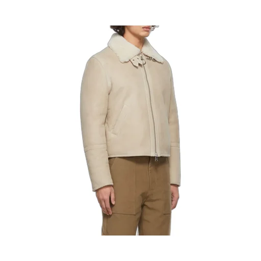 Shearling-Collar Suede Jacket