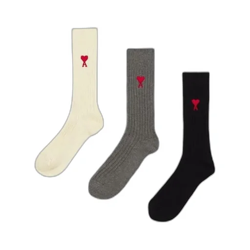 Ami De Coeur Logo Embroidered Ribbed 3-Pack Socks