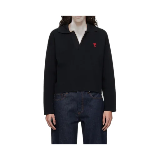 Ami De Coeur Long-Sleeved Knitted Polo Shirt