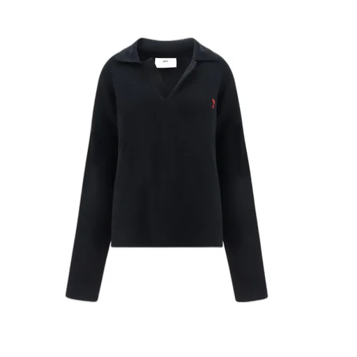 Ami De Coeur Long-Sleeved Knitted Polo Shirt