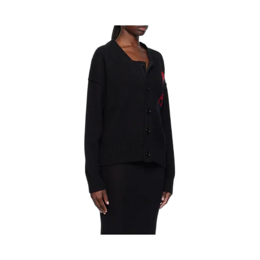 Ami De Coeur Logo Intarsia Knitted Buttoned Cardigan