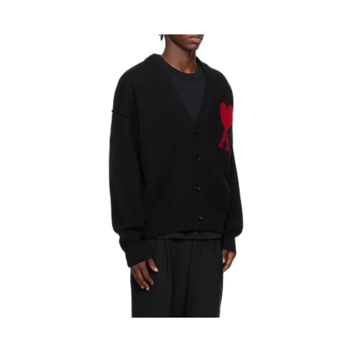 Ami De Coeur Logo Intarsia Knitted Buttoned Cardigan