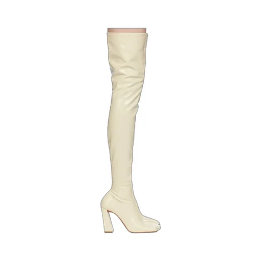 Marine Stretch Block Heel Latex Over-The-Knee Boots