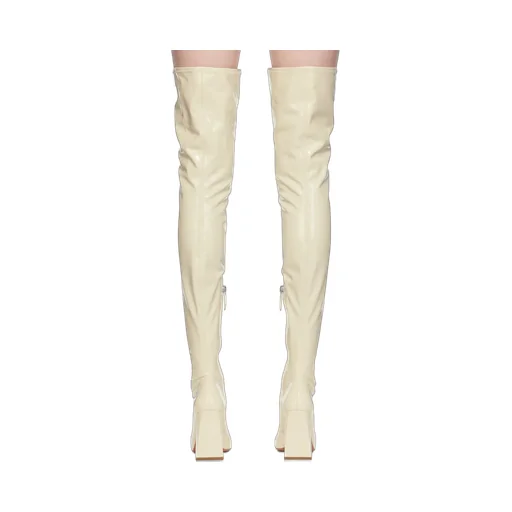 Marine Stretch Block Heel Latex Over-The-Knee Boots