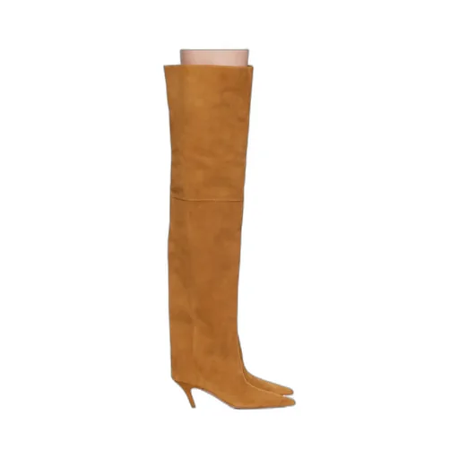 Fiona Thigh Bended Heel Suede