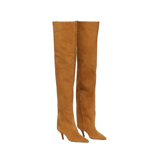 Fiona Thigh Bended Heel Suede