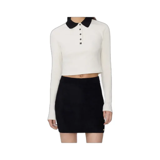 Ribbed-Knit Polo Top