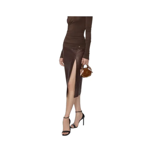 Crocodile-Effect Leather Midi Skirt