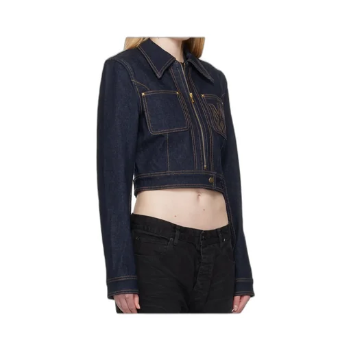 Zip-Up Cropped Denim Jacket