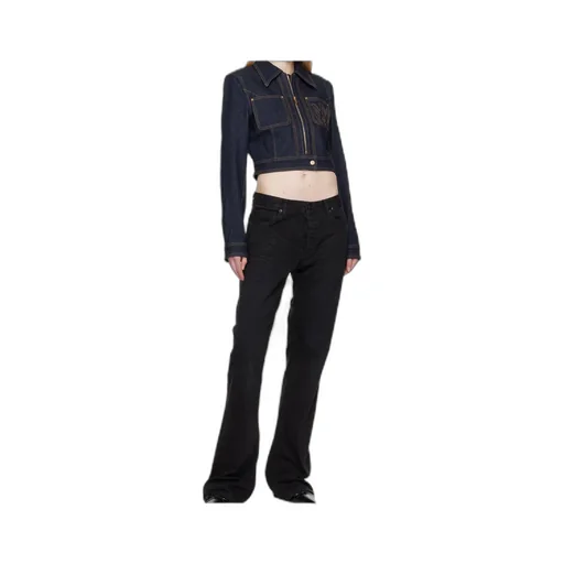 Zip-Up Cropped Denim Jacket