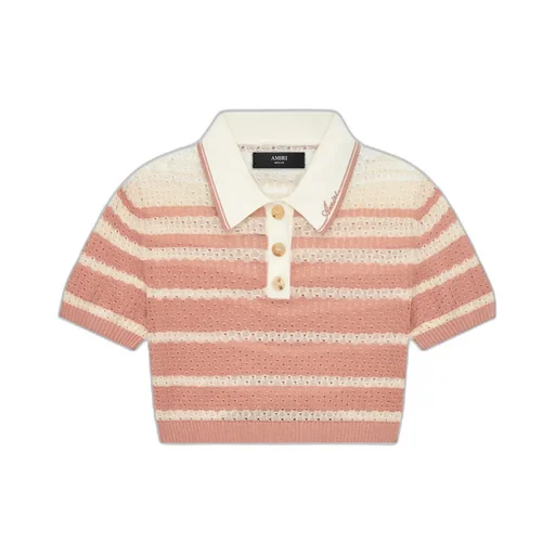 Striped Cropped Polo Shirt